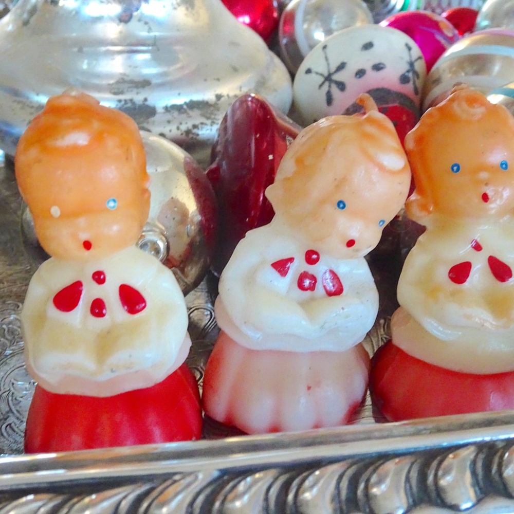 Set of 3 Vintage 1950s Collectible Gurley Candle CO. Christmas Carolers Candles - Picture 7 of 8